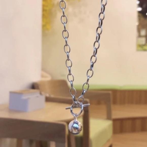 NEW STERLING SILVER ROUND BEAD PENDANT NECKLACE, NICE NECKLACE, CUTE NECKLACE - Picture 6 of 7